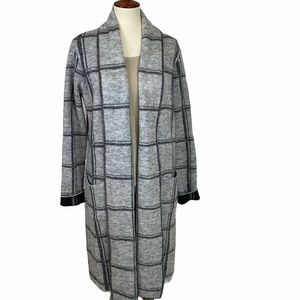 Tahari Long Plaid Sweater Cardigan